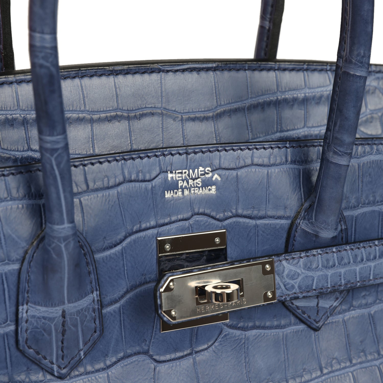 Birkin 35 Bleu Brighton Matte Porosus Crocodile Palladium Hardware