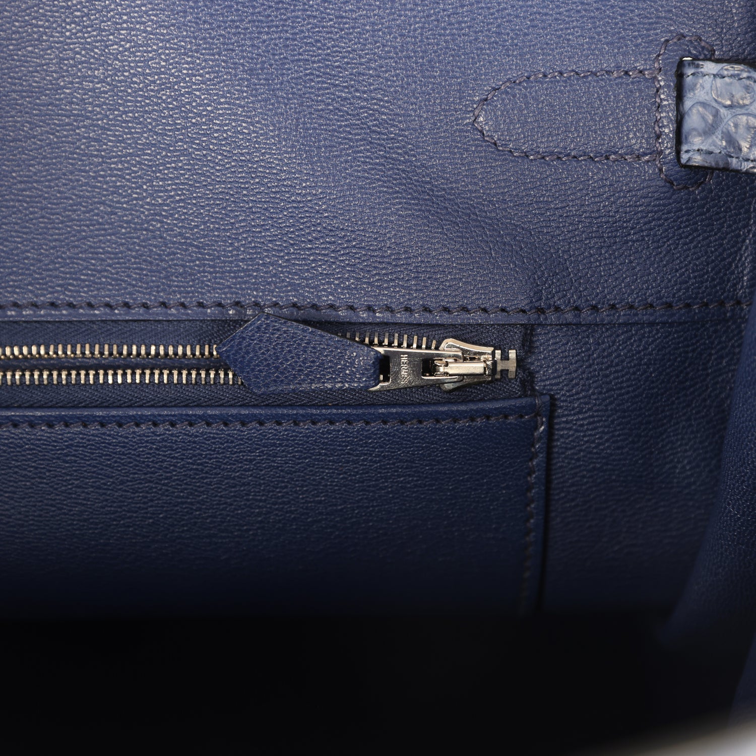 Birkin 35 Bleu Brighton Matte Porosus Crocodile Palladium Hardware