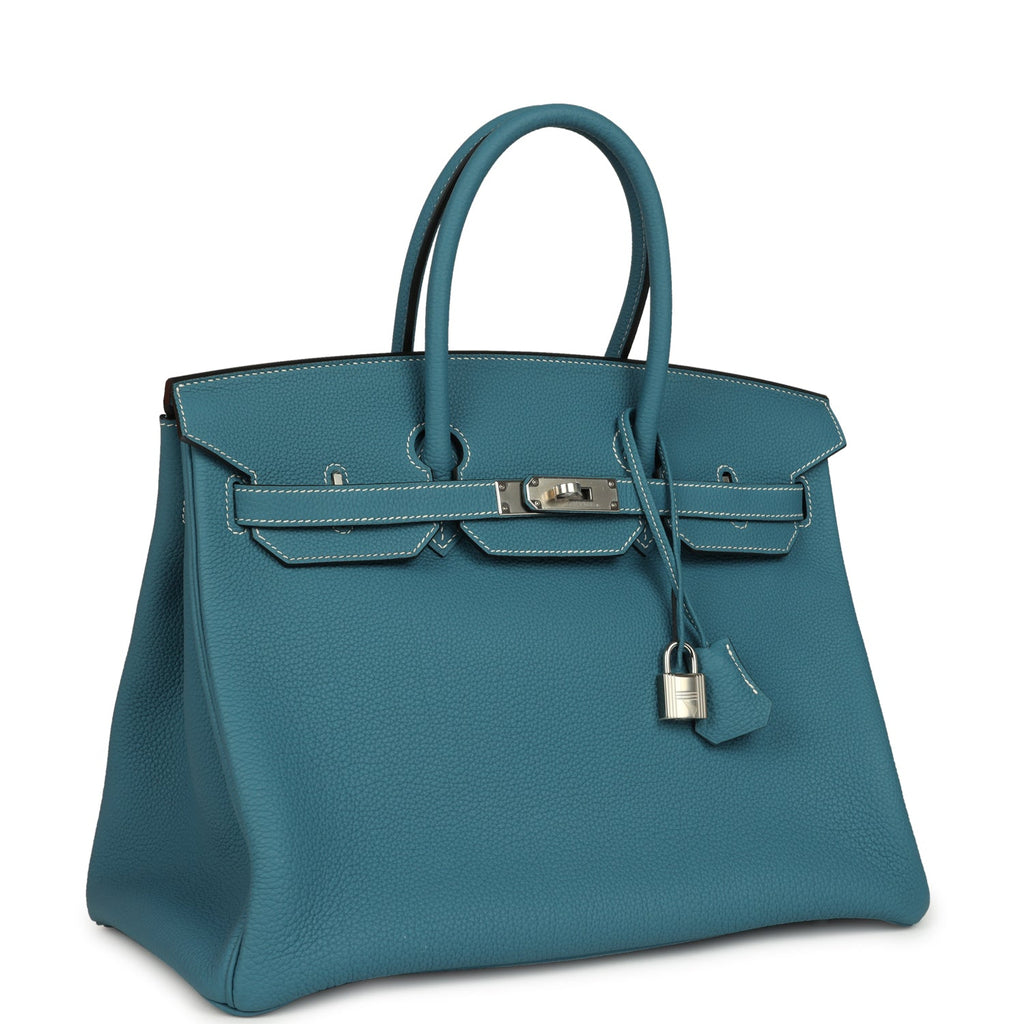 Birkin 35 Blue Jean Togo Palladium Hardware