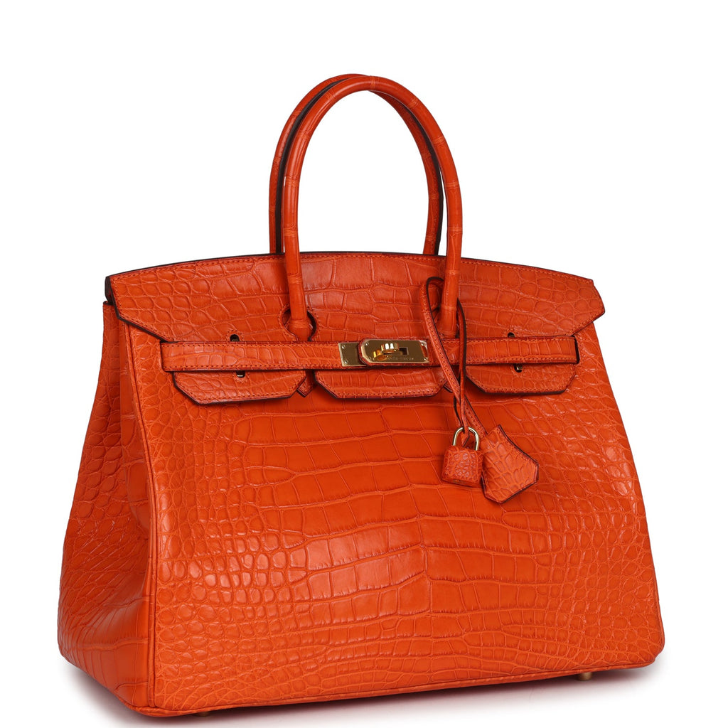 Birkin 35 Feu Matte Alligator Gold Hardware