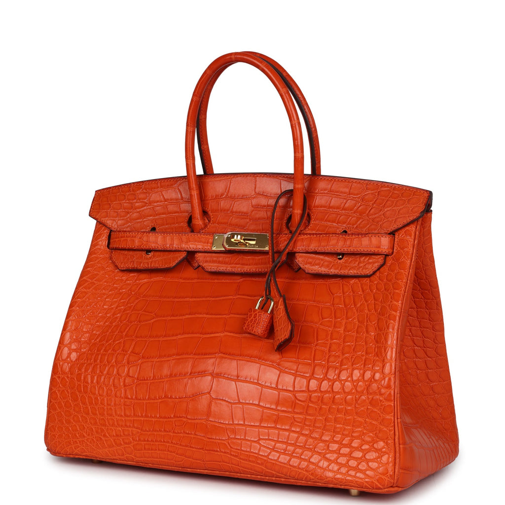 Birkin 35 Feu Matte Alligator Gold Hardware
