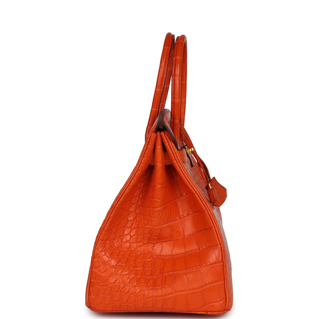 Birkin 35 Feu Matte Alligator Gold Hardware
