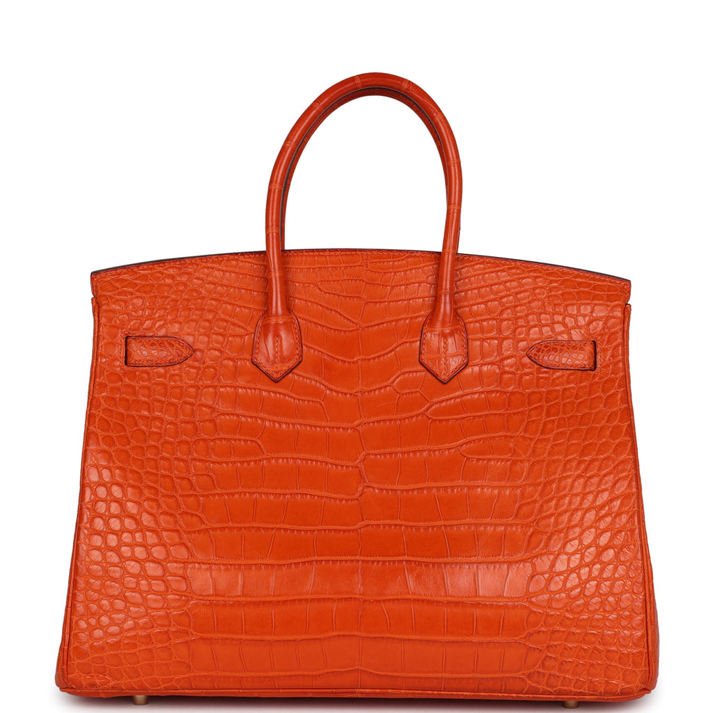 Birkin 35 Feu Matte Alligator Gold Hardware