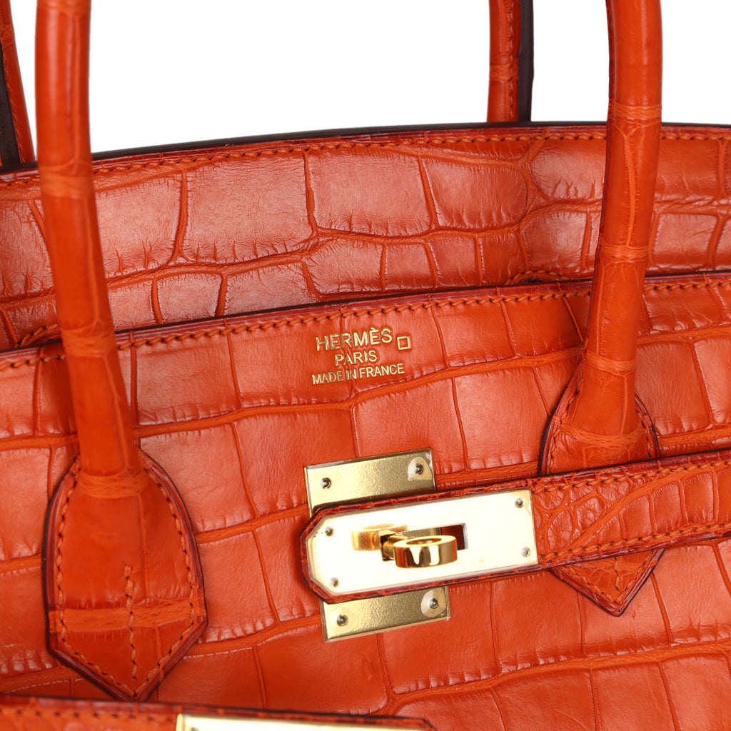 Birkin 35 Feu Matte Alligator Gold Hardware