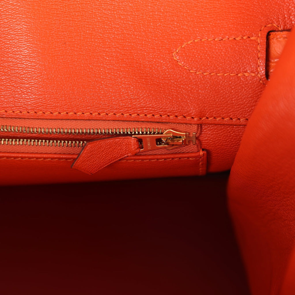 Birkin 35 Feu Matte Alligator Gold Hardware