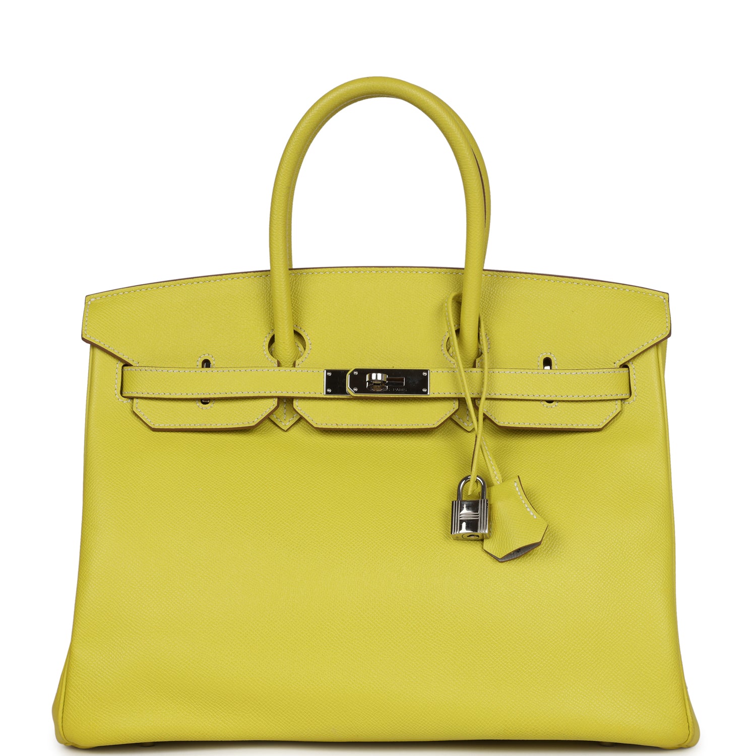 Birkin 35 Lime Candy Epsom Palladium Hardware