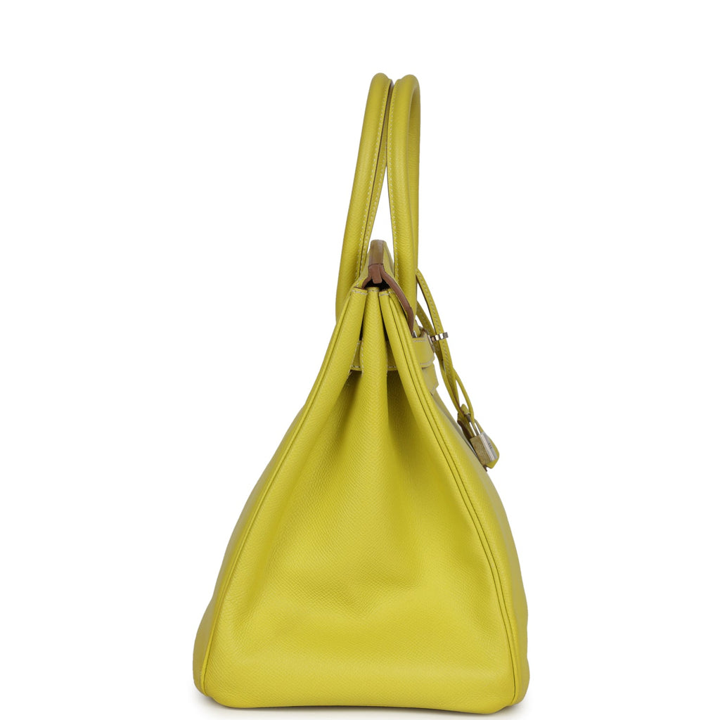 Birkin 35 Lime Candy Epsom Palladium Hardware