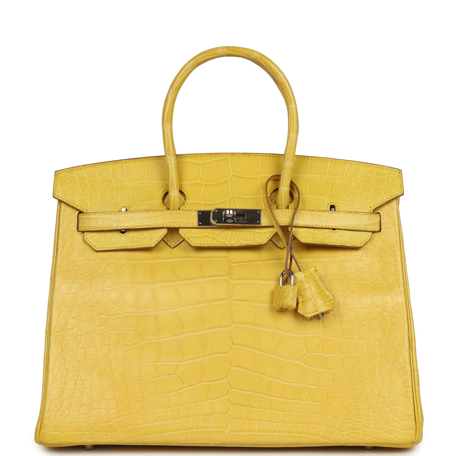 Birkin 35 Mimosa Matte Alligator Palladium Hardware