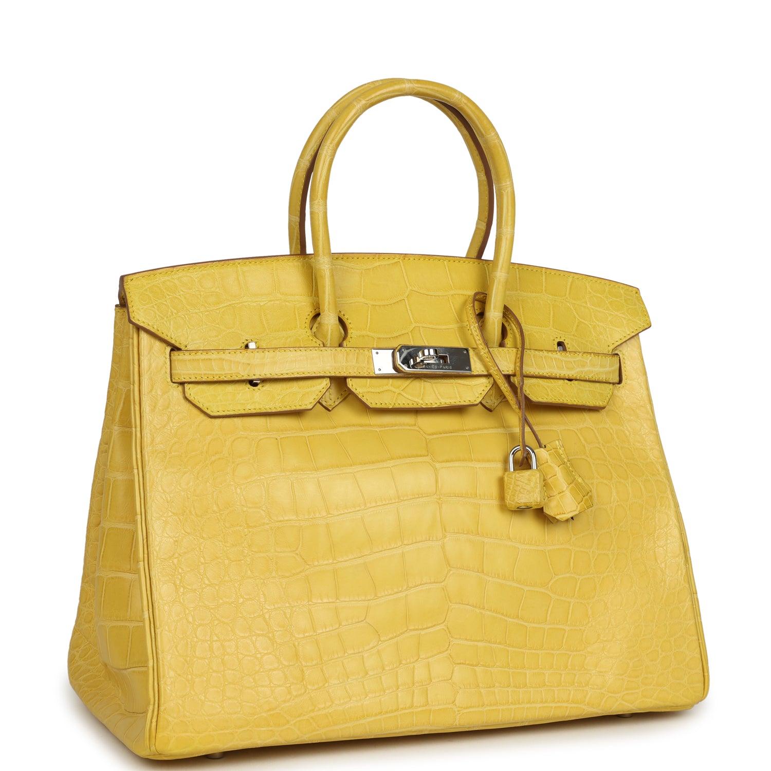 Birkin 35 Mimosa Matte Alligator Palladium Hardware