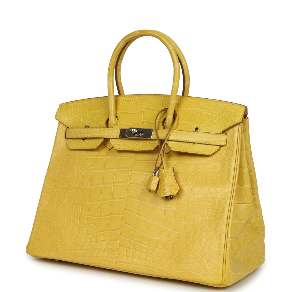 Birkin 35 Mimosa Matte Alligator Palladium Hardware