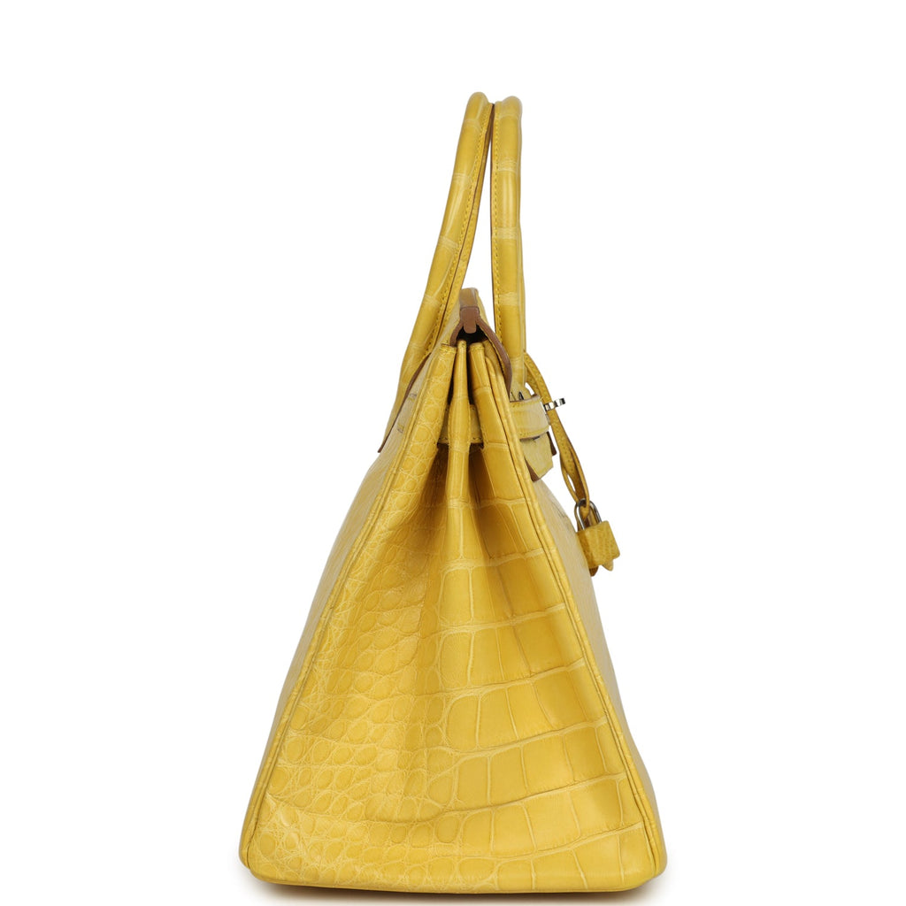 Birkin 35 Mimosa Matte Alligator Palladium Hardware