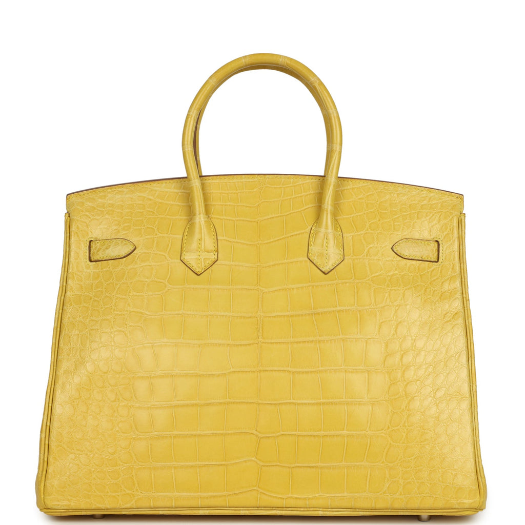 Birkin 35 Mimosa Matte Alligator Palladium Hardware