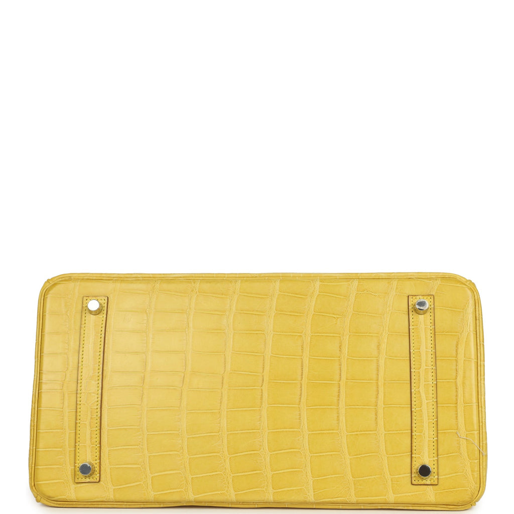 Birkin 35 Mimosa Matte Alligator Palladium Hardware