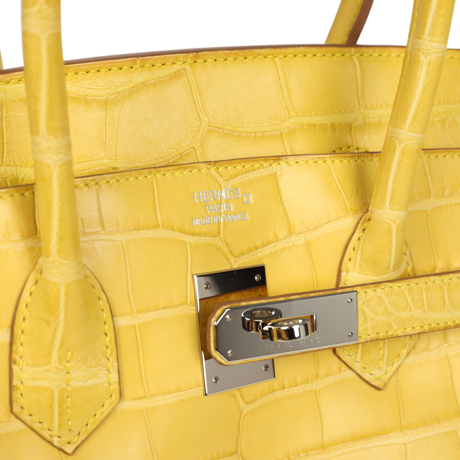 Birkin 35 Mimosa Matte Alligator Palladium Hardware
