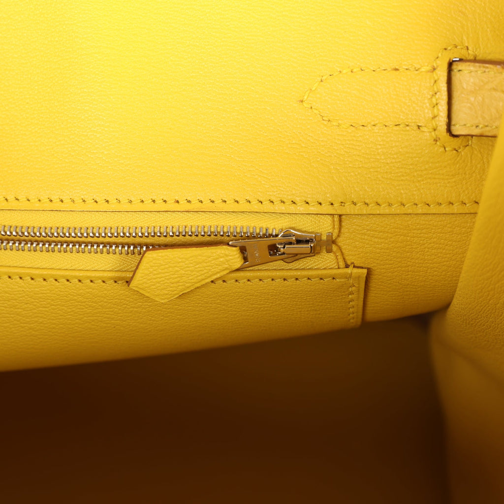 Birkin 35 Mimosa Matte Alligator Palladium Hardware