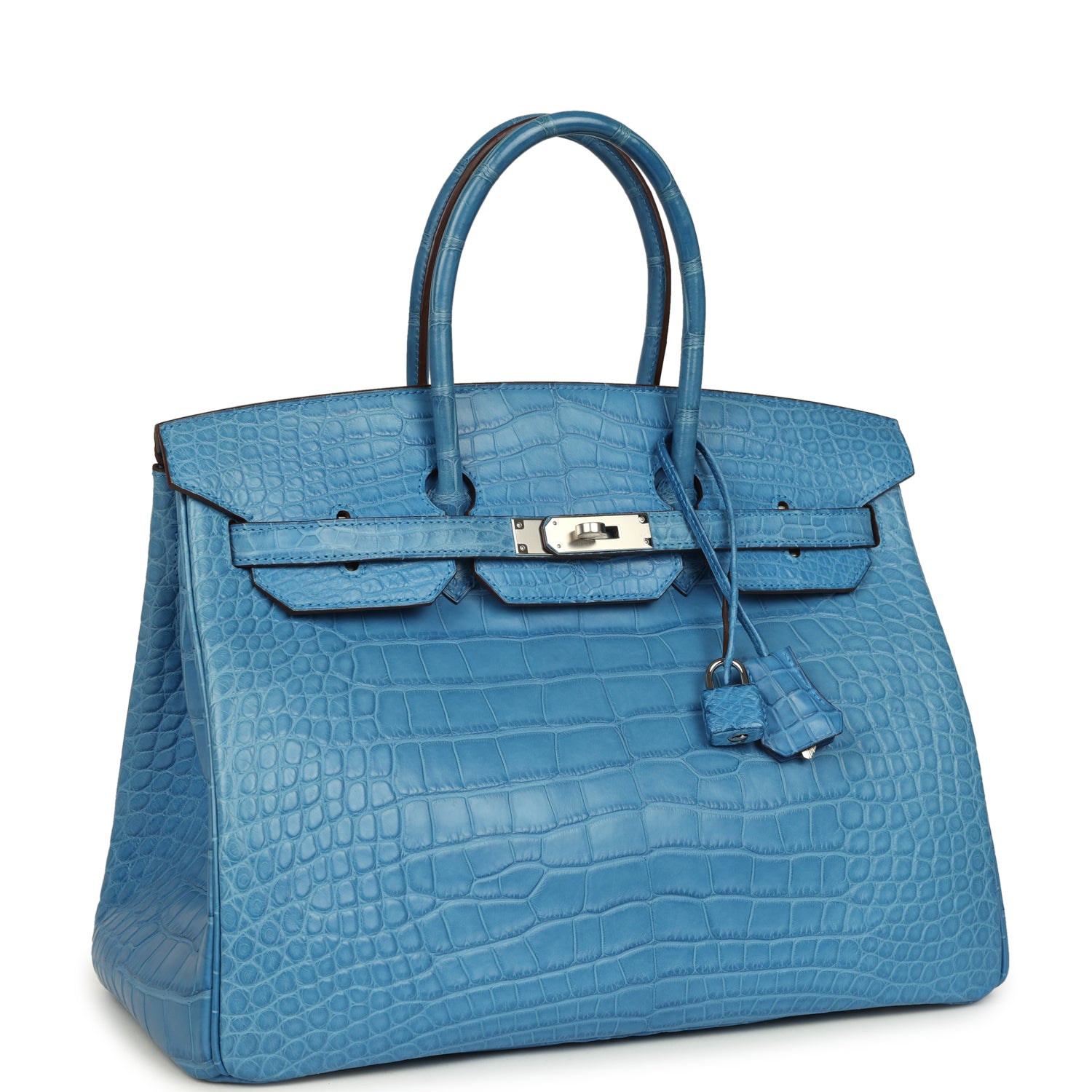 Birkin 35 Mykonos Matte Alligator Palladium Hardware