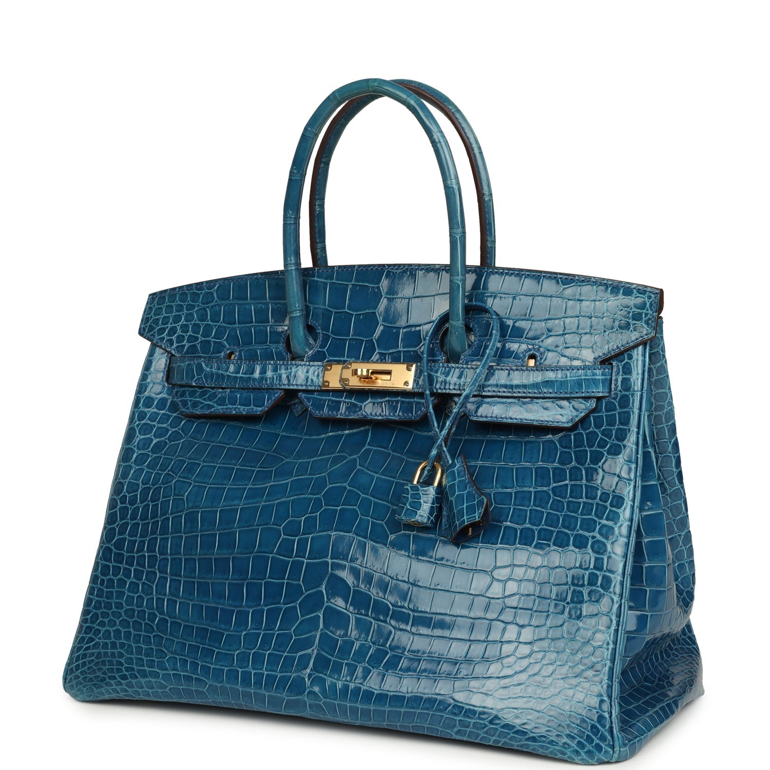 Birkin 35 Mykonos Shiny Porosus Crocodile Gold Hardware