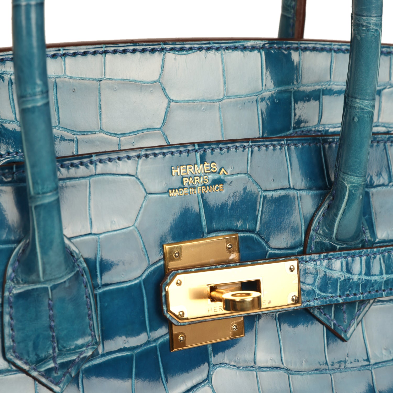 Birkin 35 Mykonos Shiny Porosus Crocodile Gold Hardware