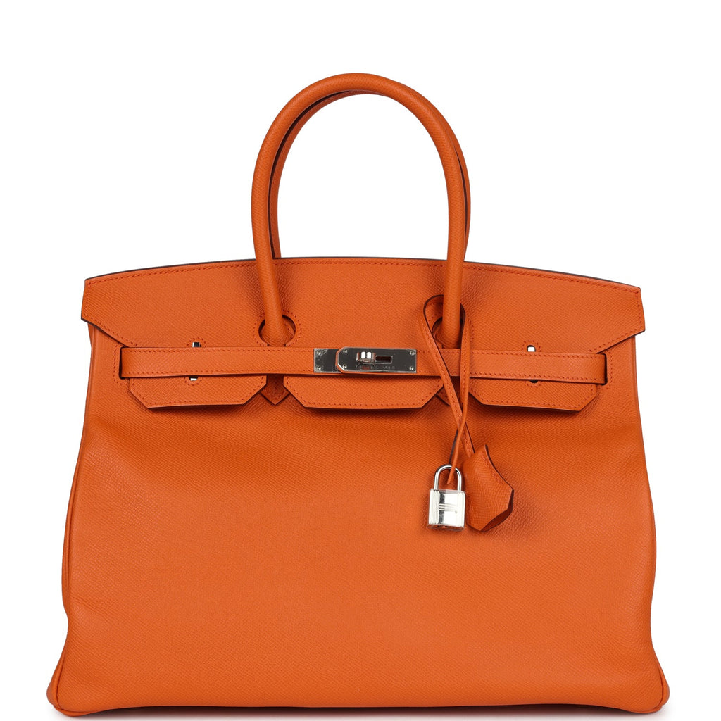 Birkin 35 Orange Epsom Palladium Hardware