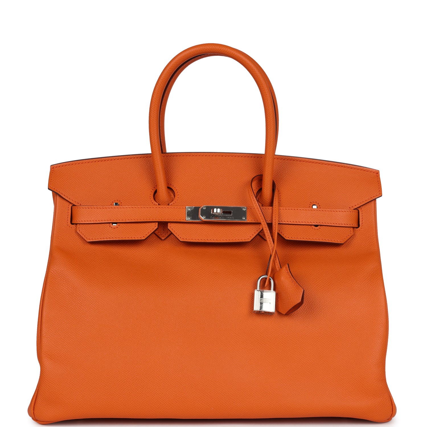 Birkin 35 Orange Epsom Palladium Hardware
