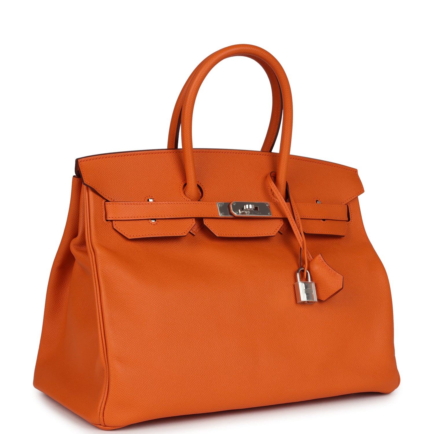 Birkin 35 Orange Epsom Palladium Hardware