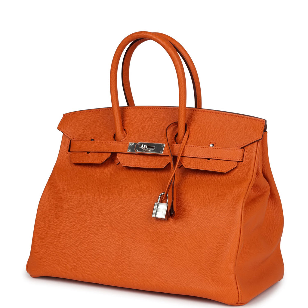 Birkin 35 Orange Epsom Palladium Hardware