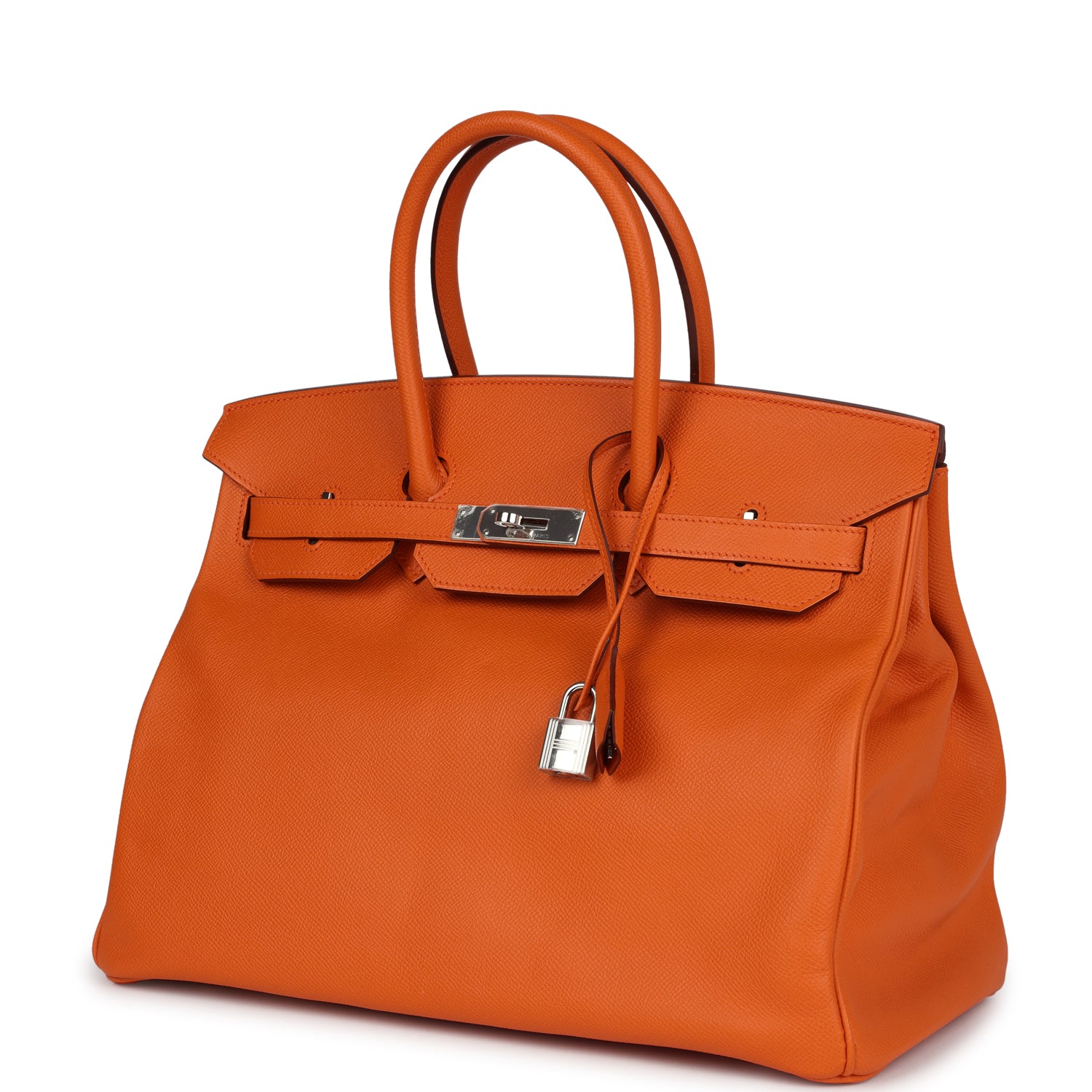 Birkin 35 Orange Epsom Palladium Hardware