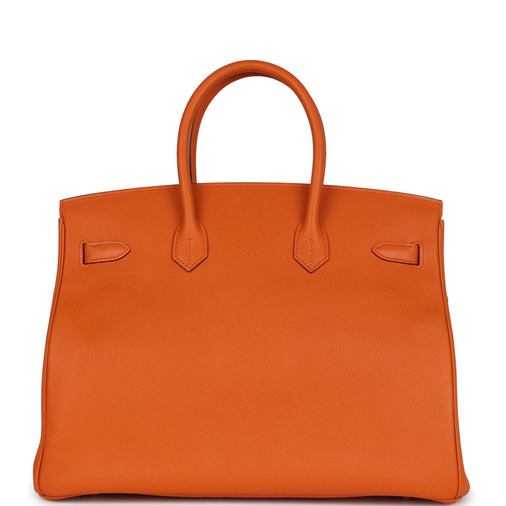 Birkin 35 Orange Epsom Palladium Hardware