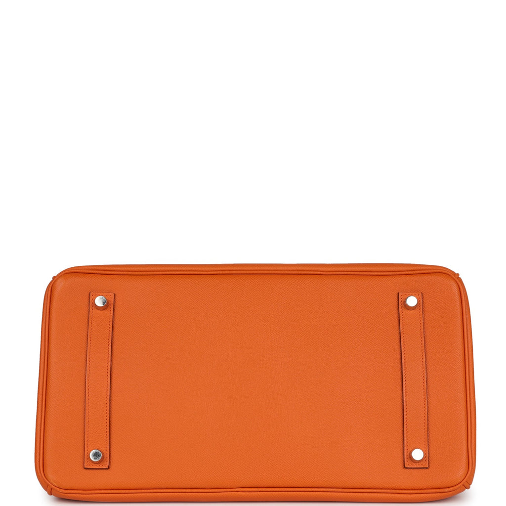 Birkin 35 Orange Epsom Palladium Hardware