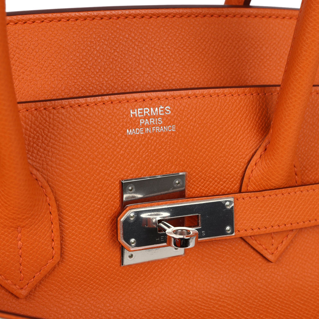 Birkin 35 Orange Epsom Palladium Hardware