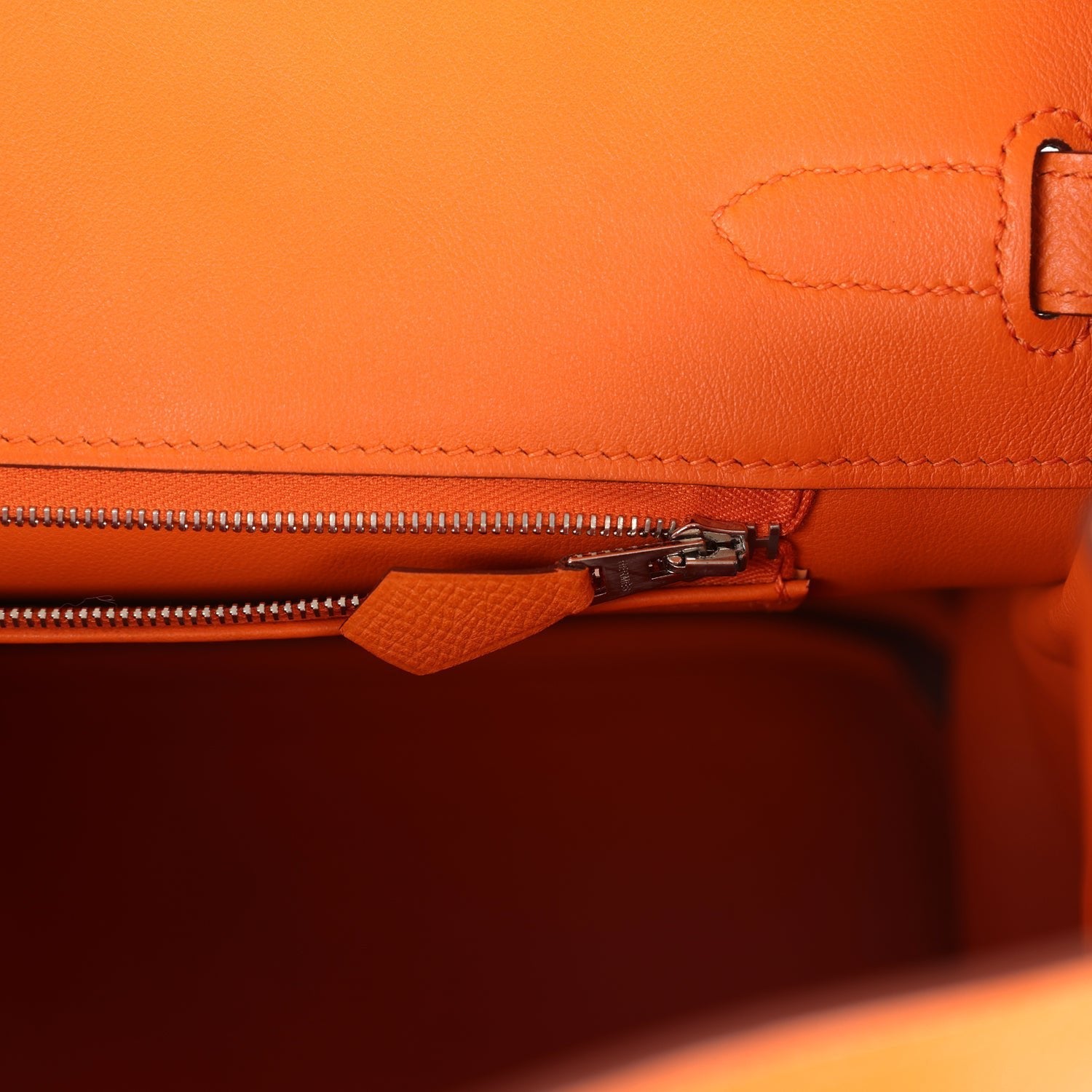 Birkin 35 Orange Epsom Palladium Hardware