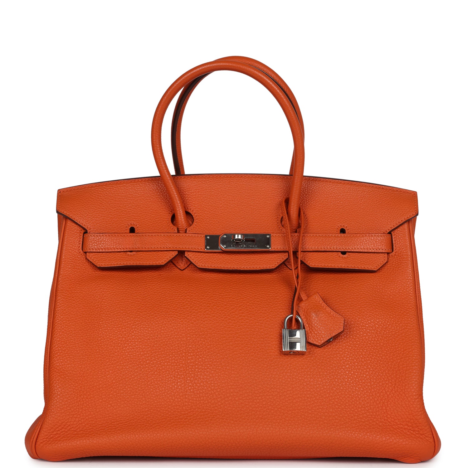 Birkin 35 Orange Togo Palladium Hardware