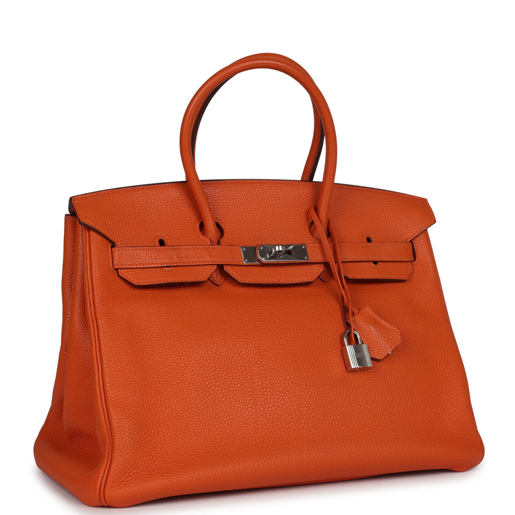 Birkin 35 Orange Togo Palladium Hardware