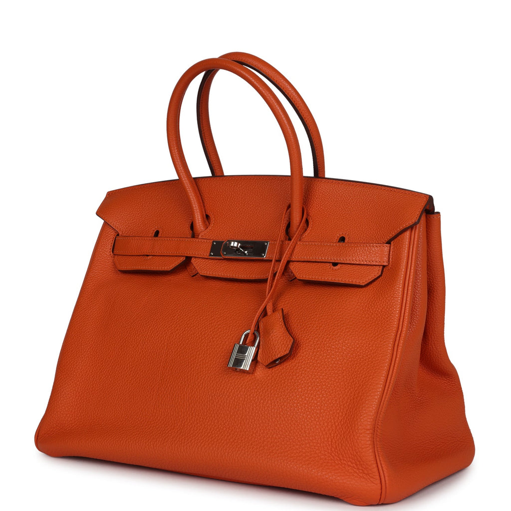 Birkin 35 Orange Togo Palladium Hardware