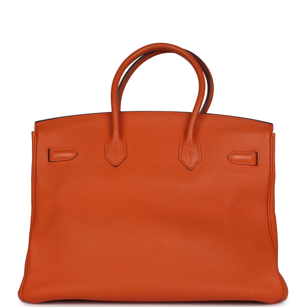 Birkin 35 Orange Togo Palladium Hardware