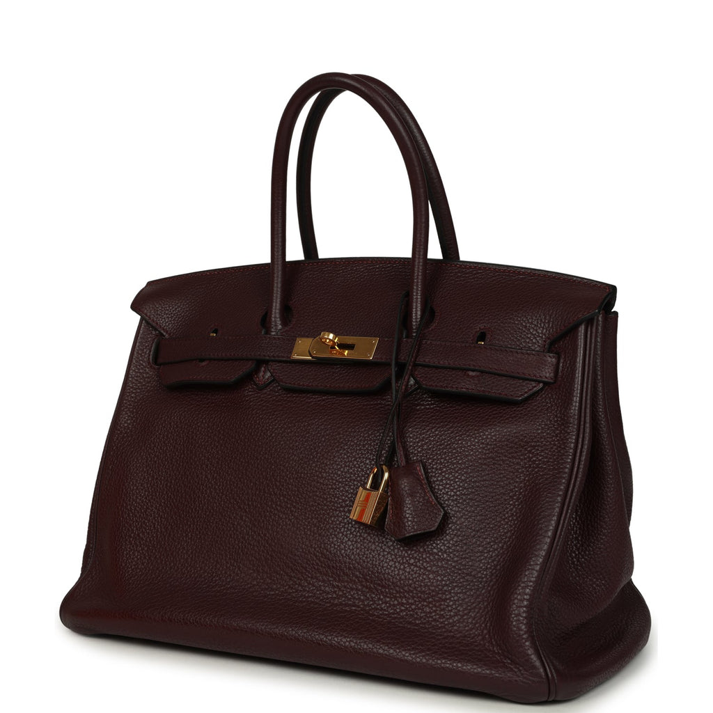 Birkin 35 Prune Clemence Gold Hardware