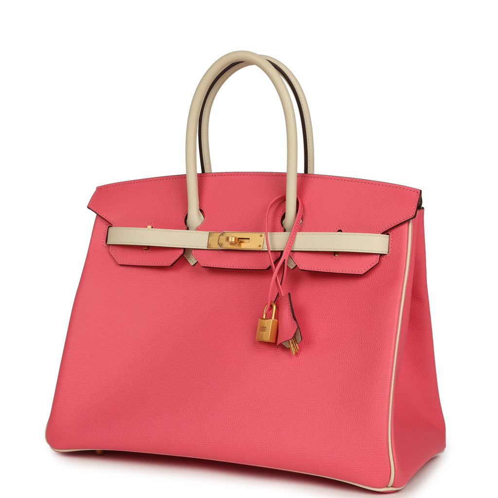 Birkin 35 Rose Azalee and Craie Epsom Brushed Gold Hardware