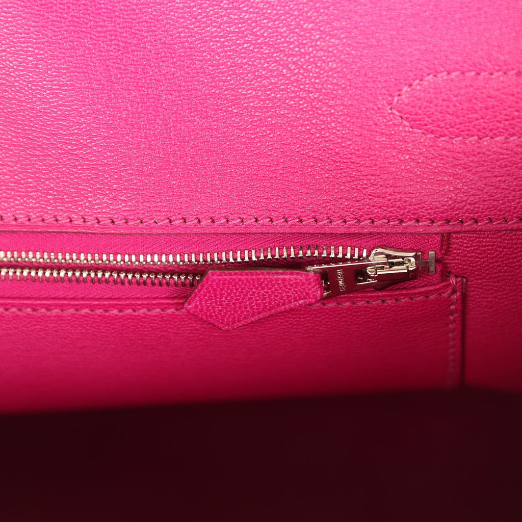 Birkin 35 Rose Pourpre and Black Shiny Porosus Crocodile Palladium Hardware
