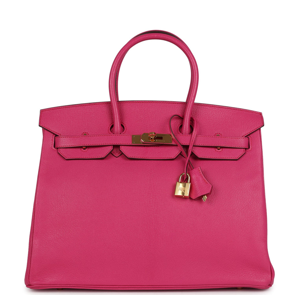 Birkin 35 Rose Shocking Chevre Mysore Gold Hardware