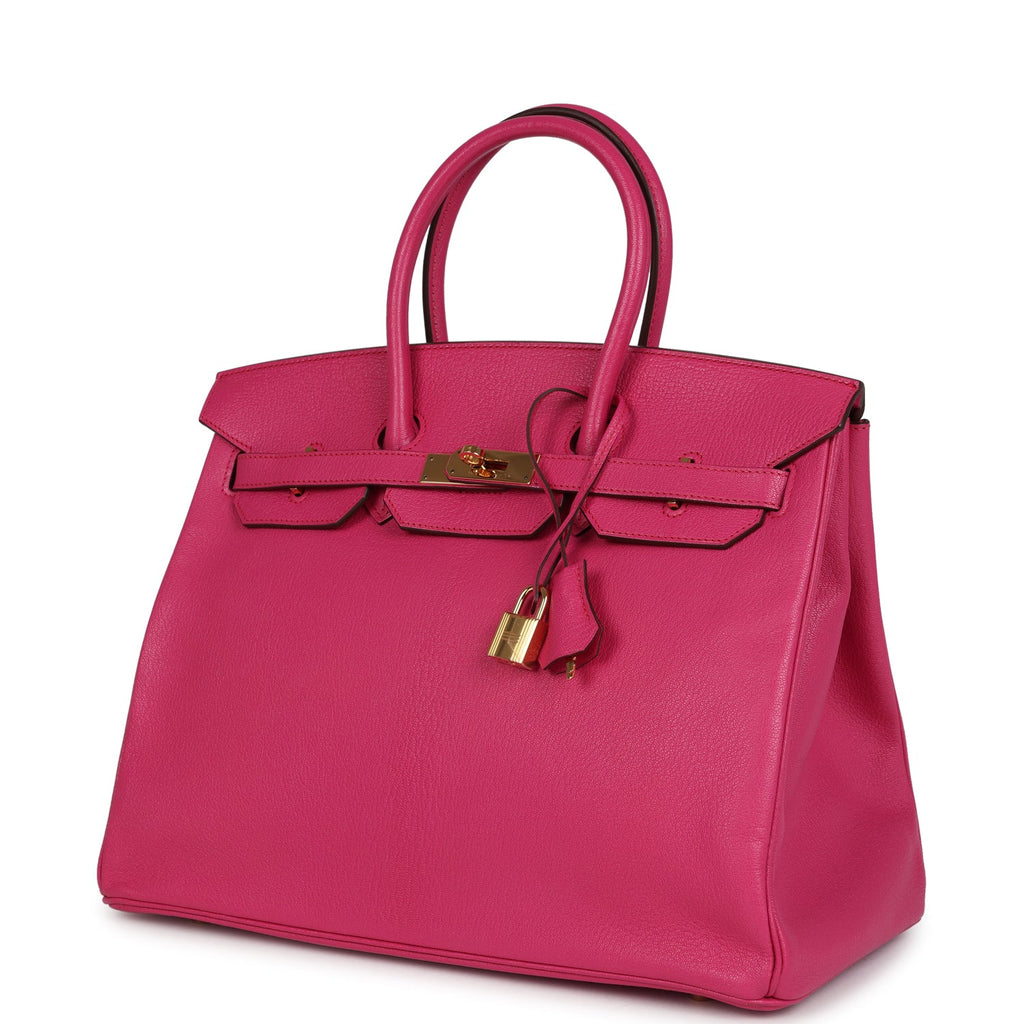 Birkin 35 Rose Shocking Chevre Mysore Gold Hardware