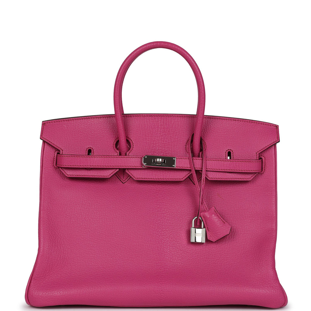 Birkin 35 Rose Shocking Chevre Mysore Palladium Hardware