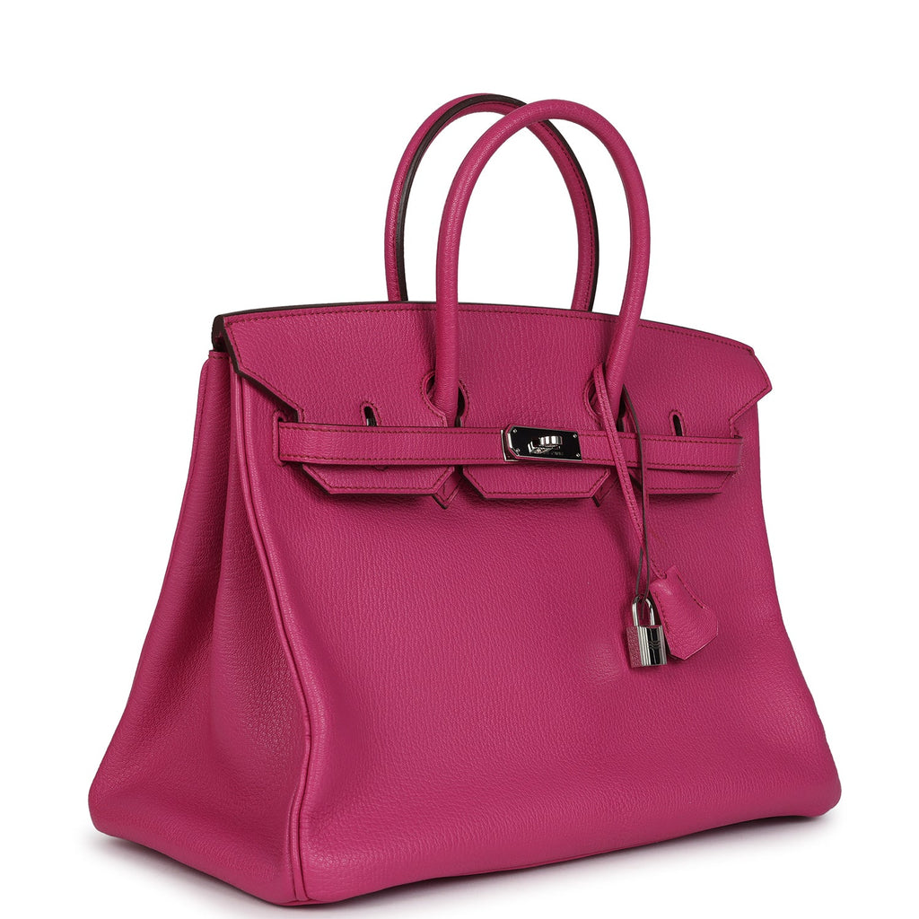 Birkin 35 Rose Shocking Chevre Mysore Palladium Hardware