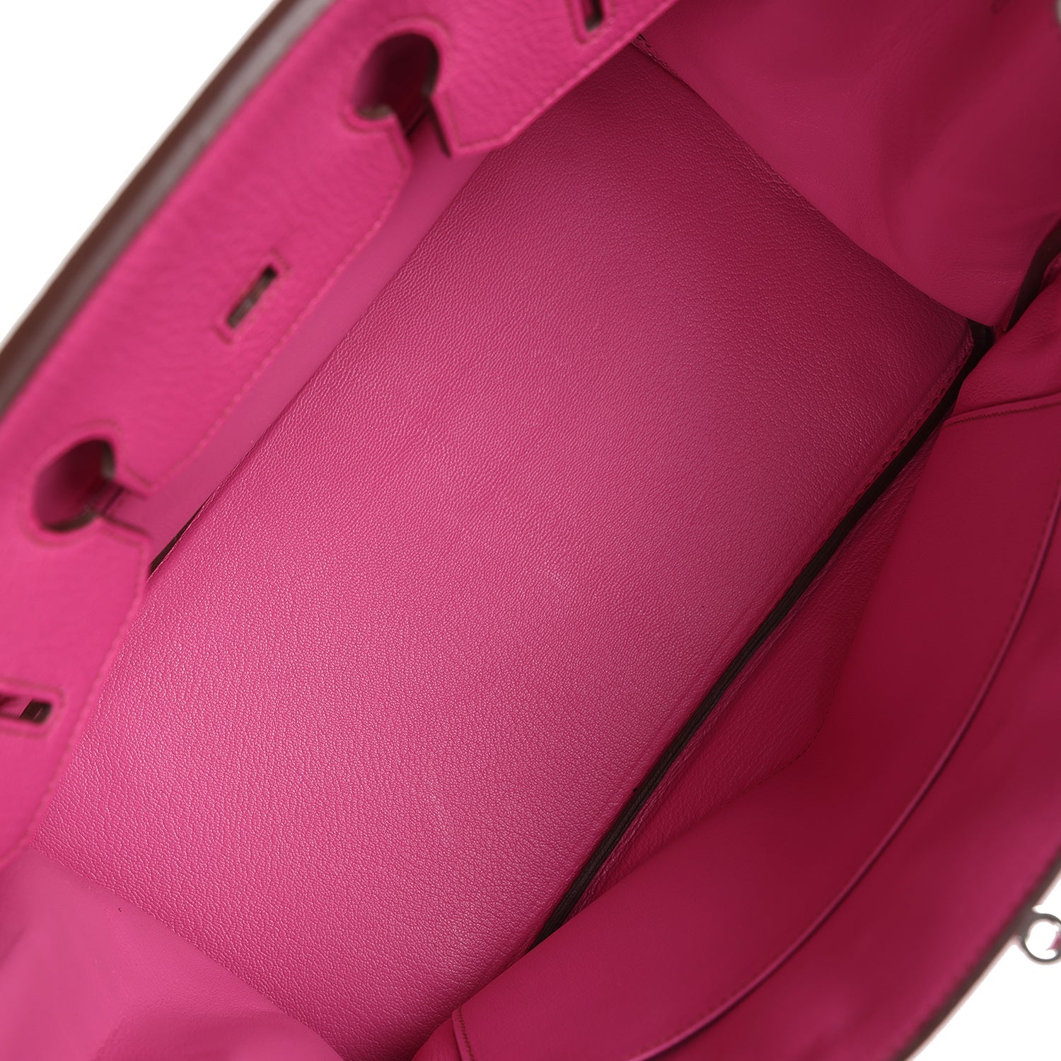 Birkin 35 Rose Shocking Chevre Mysore Palladium Hardware