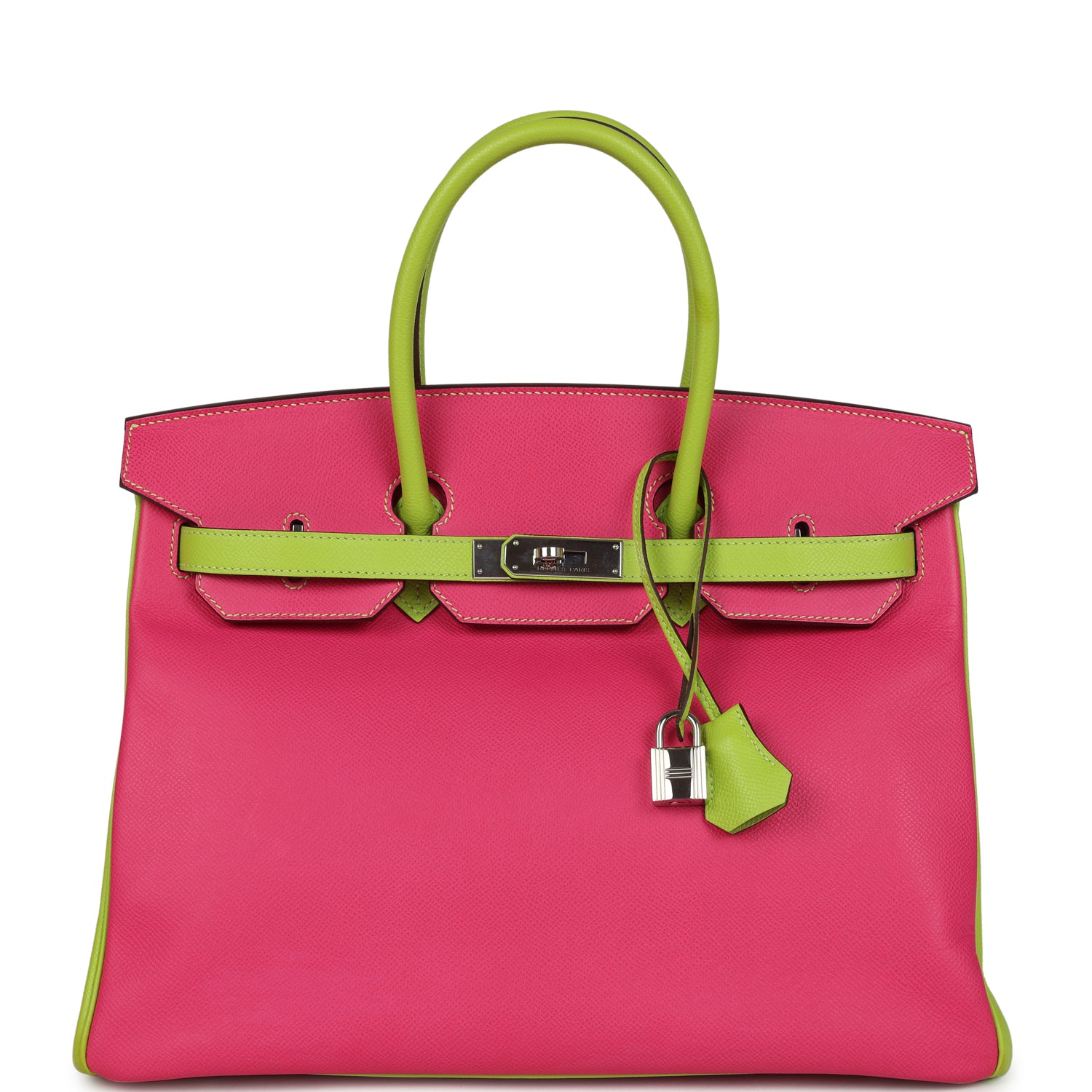 Birkin 35 Rose Tyrien and Kiwi Epsom Palladium Hardware