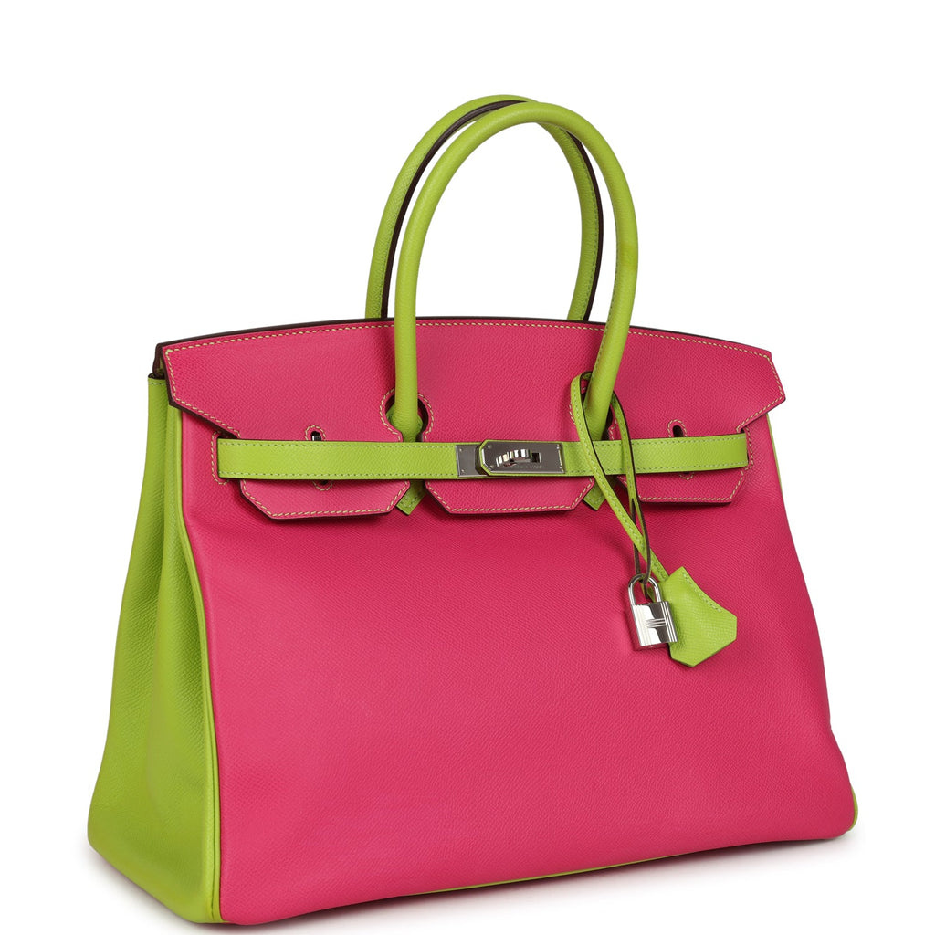 Birkin 35 Rose Tyrien and Kiwi Epsom Palladium Hardware