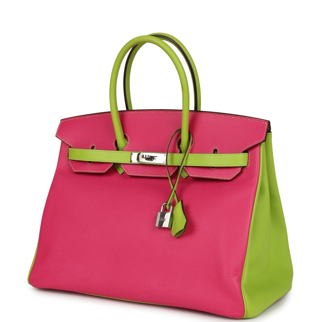 Birkin 35 Rose Tyrien and Kiwi Epsom Palladium Hardware