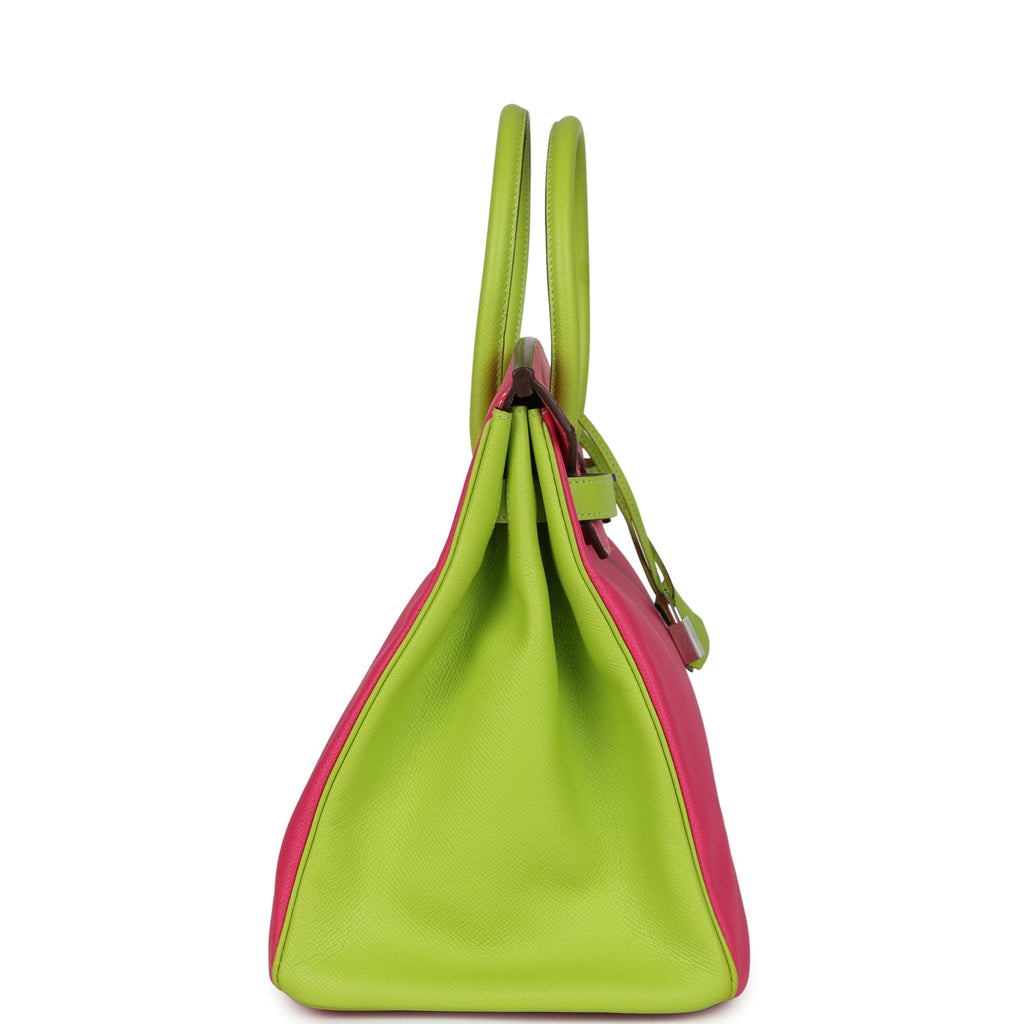 Birkin 35 Rose Tyrien and Kiwi Epsom Palladium Hardware