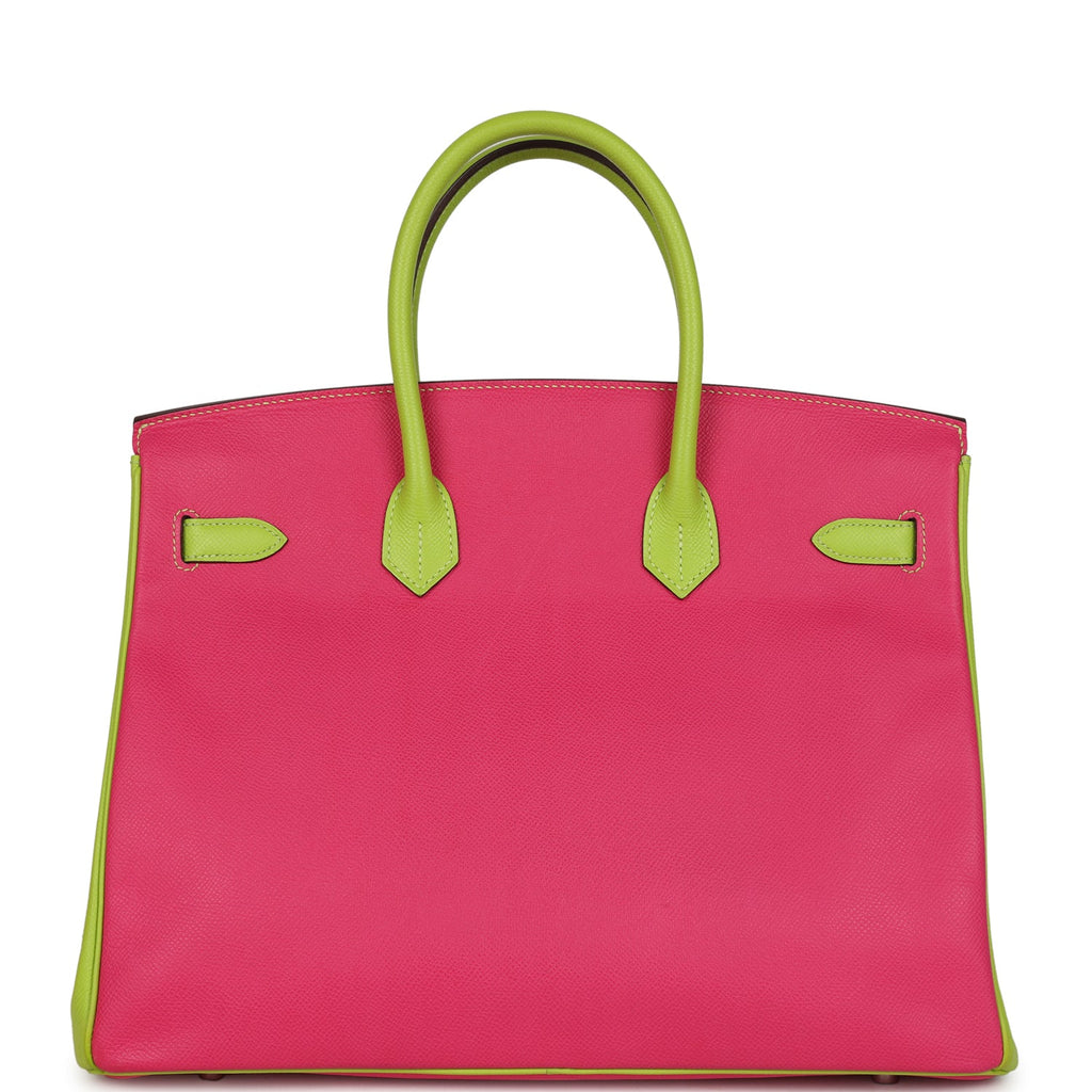 Birkin 35 Rose Tyrien and Kiwi Epsom Palladium Hardware