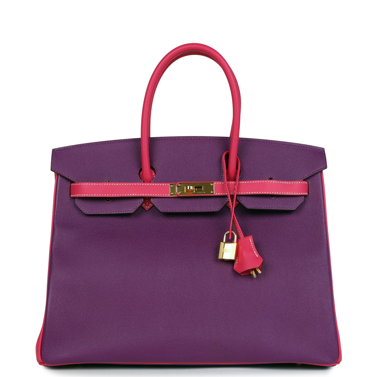 Birkin 35 Rose Tyrien and Violet Epsom Gold Hardware
