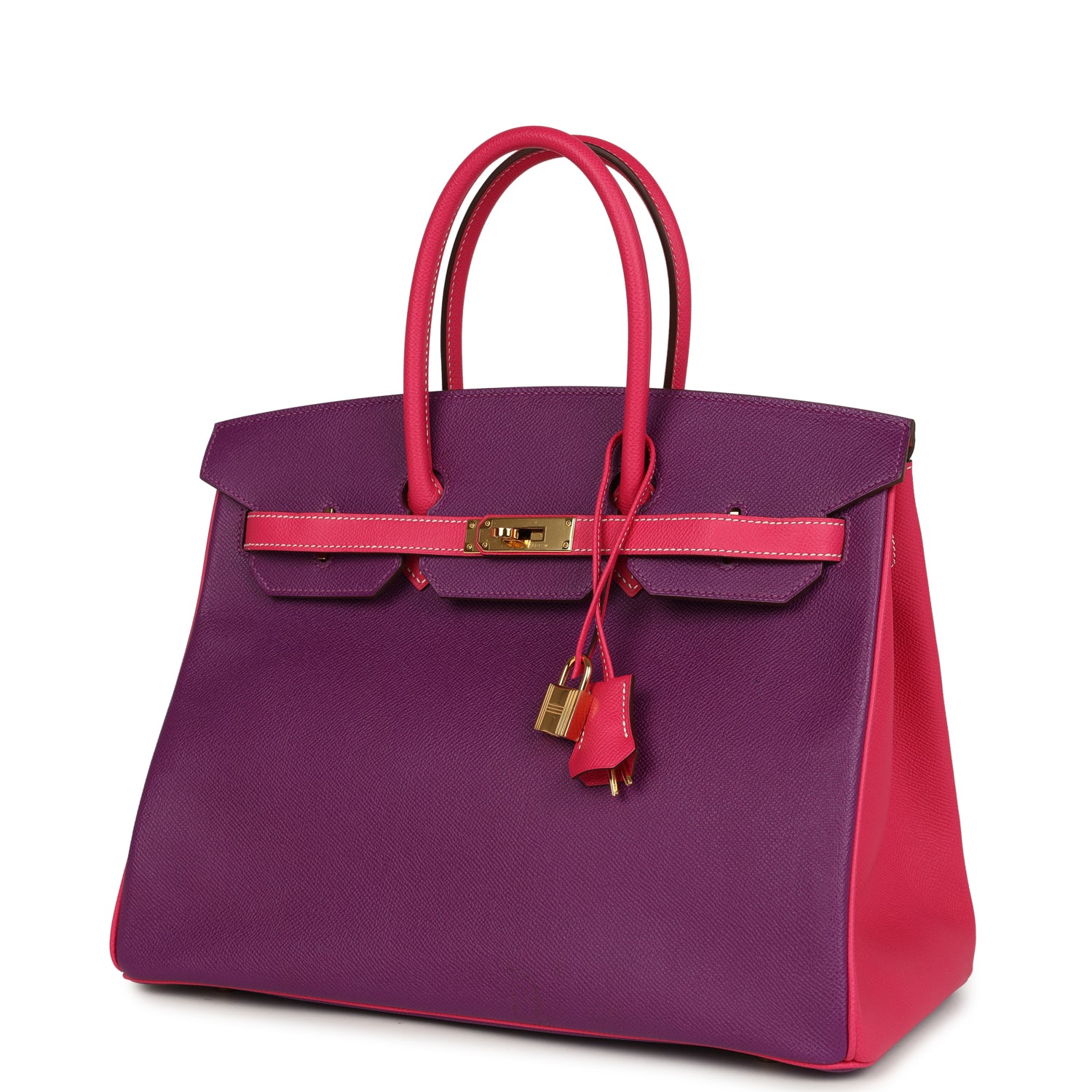 Birkin 35 Rose Tyrien and Violet Epsom Gold Hardware